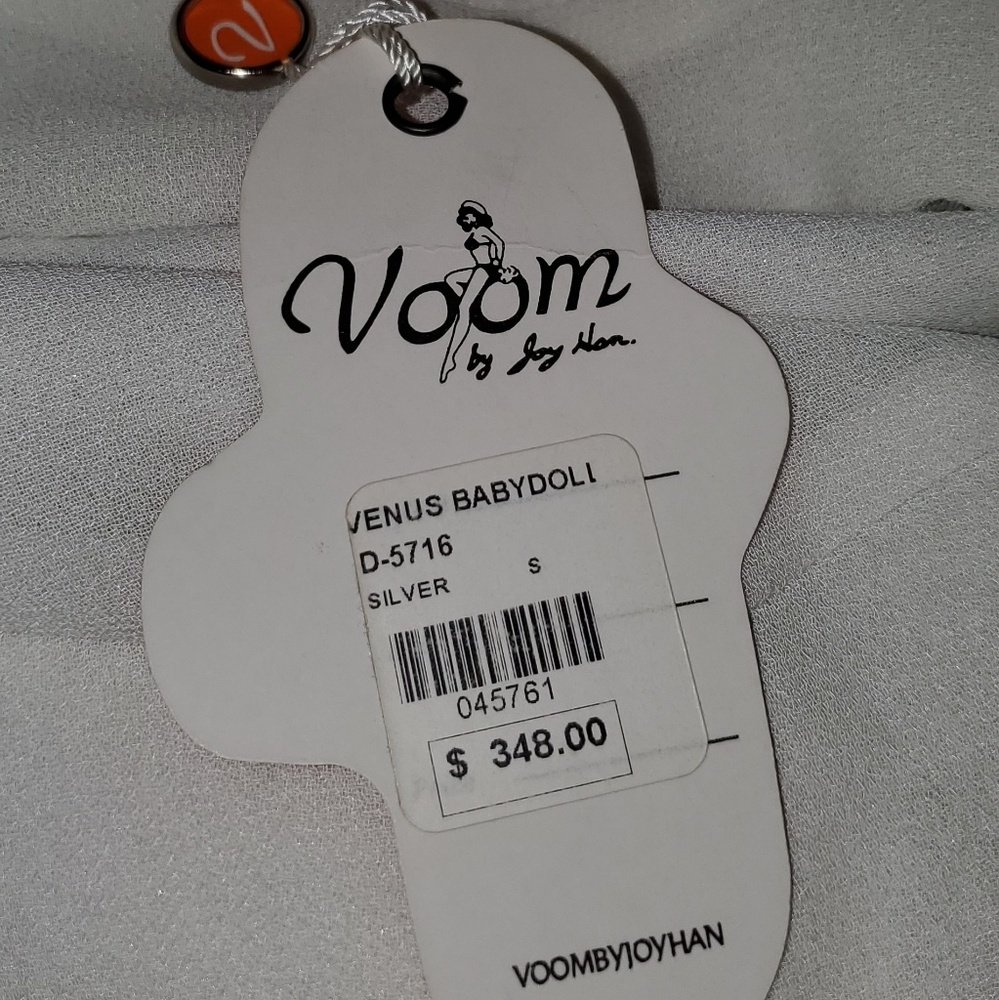Voom by Joy Han Nautical Silver Halter Dress with Rosette NWOT - Picture 3 of 8